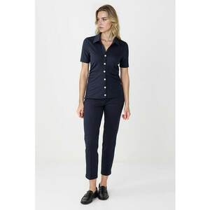 Pantaloni crop eleganti cu model uni - Albastru ultramarin imagine