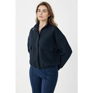 Jacheta cu fermoar si maneci cazute - Albastru ultramarin imagine