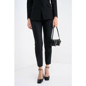 Pantaloni slim fit crop de lana - Negru imagine