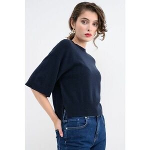 Pulover tricotat fin din casmir - Negru imagine