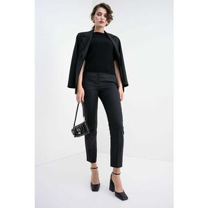 Pulover tricotat fin din casmir cu decolteu la baza gatului - Negru imagine