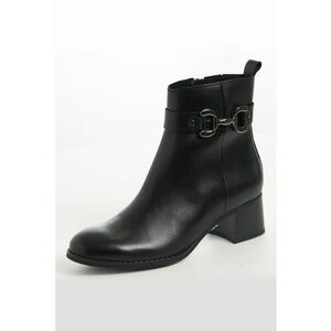 Ghete din piele cu toc - Negru imagine