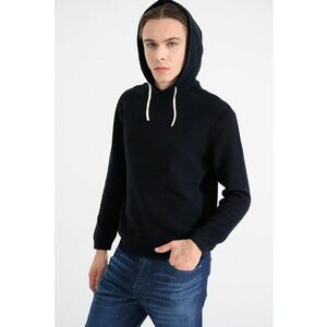 Pulover cu aspect texturat si gluga - Albastru ultramarin imagine
