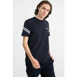 Tricou cu accente in dungi - Alb/Albastru ultramarin imagine