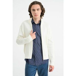 Pulover slim-fit cu fermoar - Alb murdar imagine