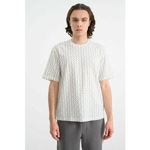 Tricou de bumbac cu model logo - Alb/Gri inchis imagine