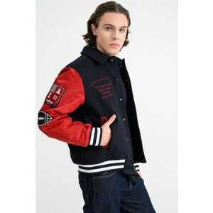 Jacheta cu capse Varsity - Alb/Albastru ultramarin/Rosu inchis imagine