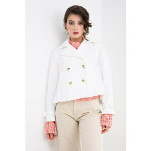 Trenci crop cu maneci detasabile - Alb imagine