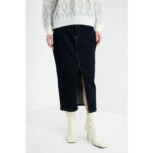 Fusta de denim cu slit pe partea din fata - Bleumarin imagine