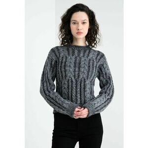 Pulover din amestec de lana cu model torsade - Gri inchis melange imagine