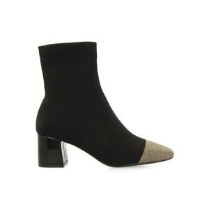 Botine din material textil cu toc masiv - Auriu imagine