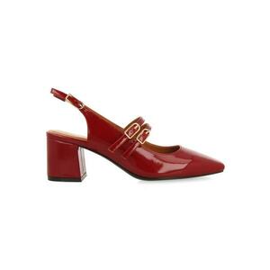 Pantofi Mary-Jane cu aspect lacuit - Visiniu imagine