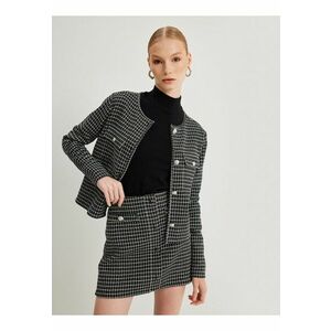 Cardigan in carouri cu buzunare aplicate - Negru imagine