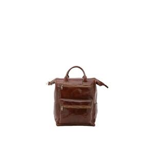 Rucsac de piele cu buzunar frontal - Maro imagine