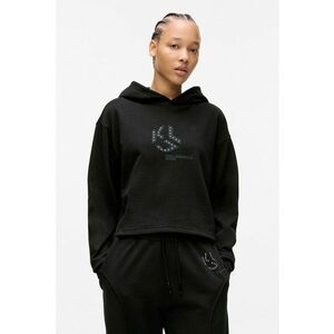 Hanorac crop cu imprimeu logo - Negru imagine