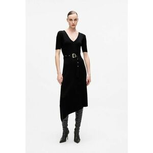 Rochie asimetrica si tricotata fin - Negru imagine