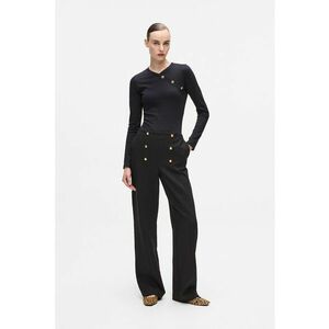 Pantaloni cu talie inalta si nasturi decorativi - Negru imagine