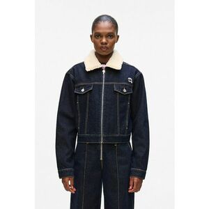 Jacheta din denim cu guler din material teddy - Albastru ultramarin imagine