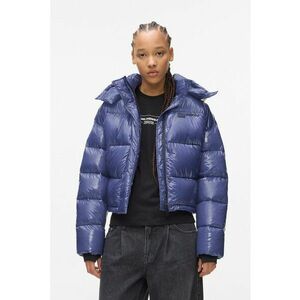 Geaca crop matlasata - Albastru indigo imagine