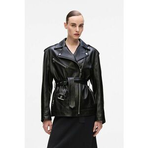 Jacheta biker supradimensionata din piele - Negru imagine