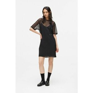 Rochie mini cu strat exterior din plasa - Negru imagine