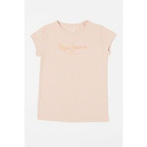 Tricou cu imprimeu logo stralucitor Hana - Roz pastel imagine