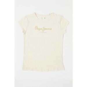 Tricou cu imprimeu logo stralucitor Hana - Auriu/Alb fildes imagine