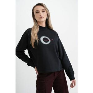 Bluza de trening cu decolteu la baza gatului si imprimeu logo - Negru imagine