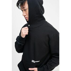Hanorac din amestec de bumbac organic cu imprimeu logo - Negru imagine