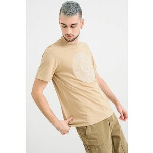 Tricou din bumbac cu logo brodat - Maro nisip imagine