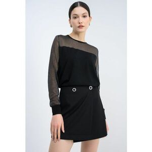 Bluza din amestec de lana cu model uni - Negru/Argintiu imagine