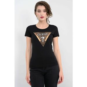 Tricou slim fit cu strasuri si logo - Negru/Negru stins imagine