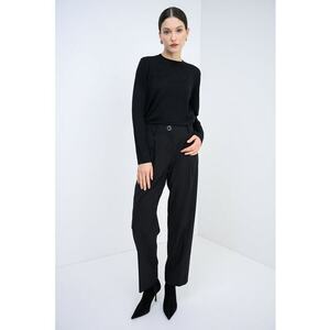 Pulover uni de lana virgina - Negru imagine