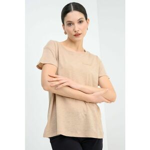 Tricou lejer cu decolteu la baza gatului - Maro nisip imagine