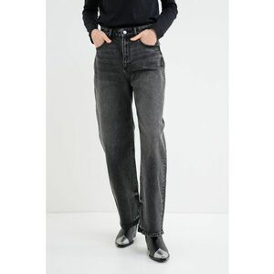Blugi relaxed fit cu talie inalta - Gri inchis melange imagine