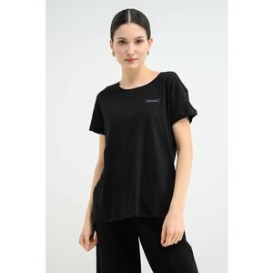Tricou lejer cu decolteu la baza gatului - Negru imagine