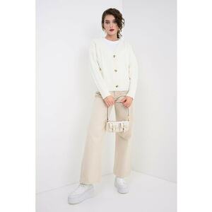 Cardigan din amestec de lana - Crem imagine