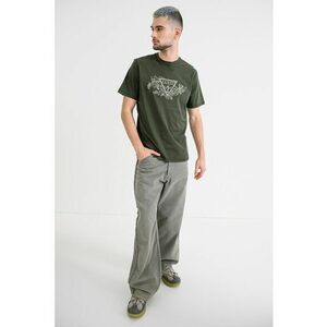 Tricou brodat de bumbac - Kaki inchis imagine