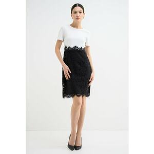 Rochie mini cu maneci scurte - Alb/Negru imagine