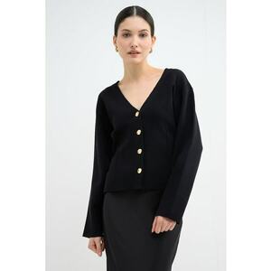 Cardigan slim fit cu decolteu in V - Negru imagine