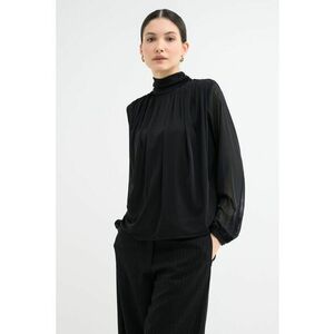 Bluza vaporoasa cu guler inalt - Negru imagine