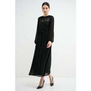 Rochie lunga cu detalii de dantela - Negru imagine