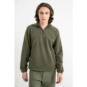 Bluza de trening din material fleece si fermoar scurt - Kaki pal imagine