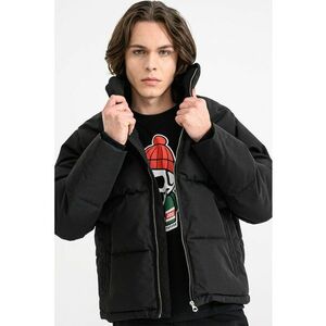 Jacheta cu model uni si fermoar - Negru imagine