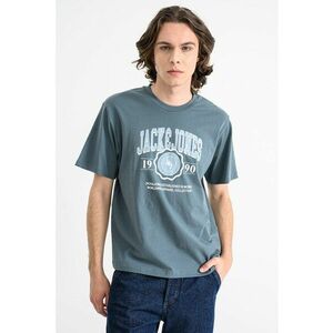 Tricou regular fit cu imprimeu logo contrastant Mako - Alb/Gri carbune imagine
