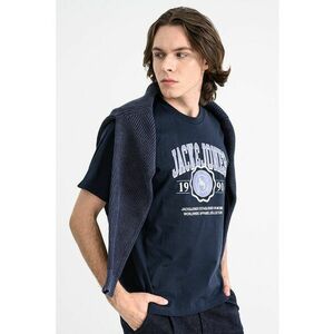 Tricou regular fit cu imprimeu logo contrastant Mako - Alb/Bleumarin imagine