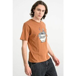 Tricou de bumbac organic cu model cu craniu Holiday - Alb/Negru/Maro scortisoara imagine