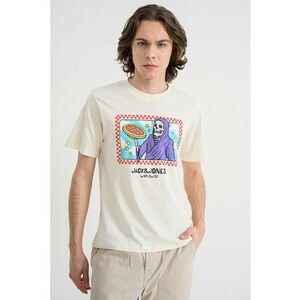 Tricou de bumbac organic cu model cu craniu Holiday - Alb fildes/Turcoaz/Ametist imagine