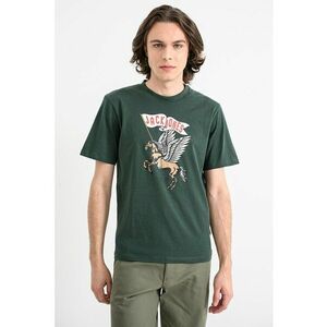 Tricou de bumbac organic cu model cu craniu Holiday - Alb/Verde/Maro imagine