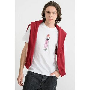 Tricou de bumbac organic cu model cu craniu Holiday - Rosu/Alb/Roz imagine